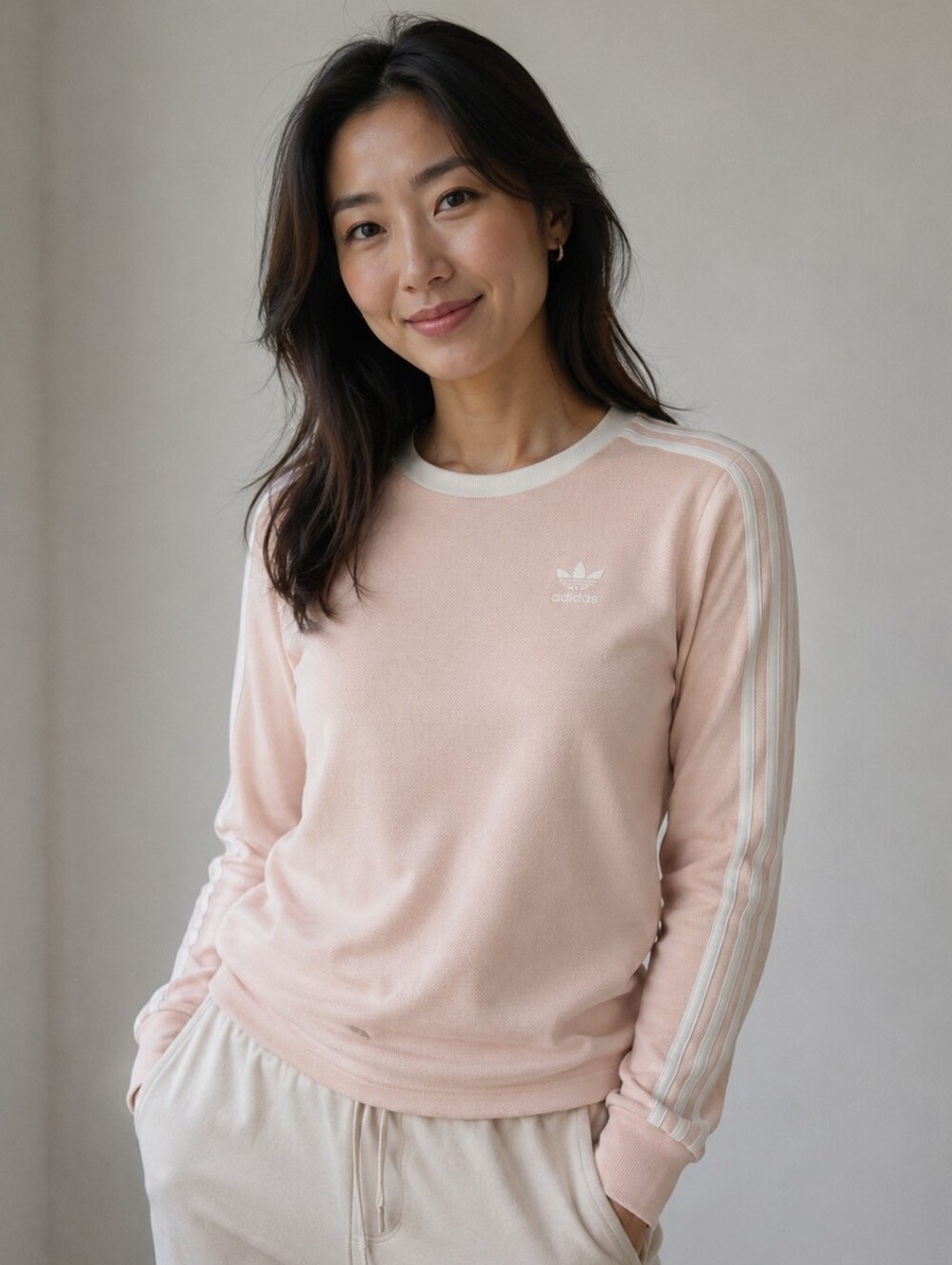 Adidas Womens 3-Stripes Longsleeve Tee Icey Pink